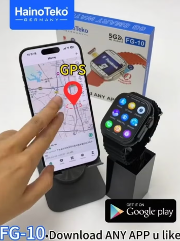 FG-10 5G Android Smart Watch with SIM Card Slot, Rotating Camera, Play Store Support, Full Touch Display, Bluetooth & WiFi, Fitness Tracking, Designed for Ladies and Gents, Black
