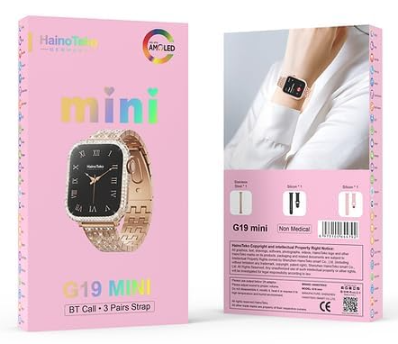 Haino Teko G 19 Mini Smart watch with 3 set strap and wireless charger for Ladies