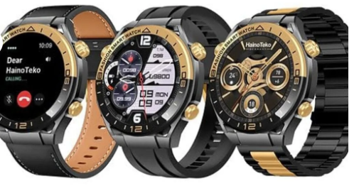 HAINOTEKO Haino Teko RW-68 Ultimate: AMOLED Smartwatch with GPS, BT Calling & 3 Straps - Black