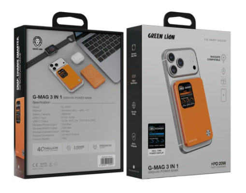 Green Lion G-Mag 3-in-1 Power Bank - Orange