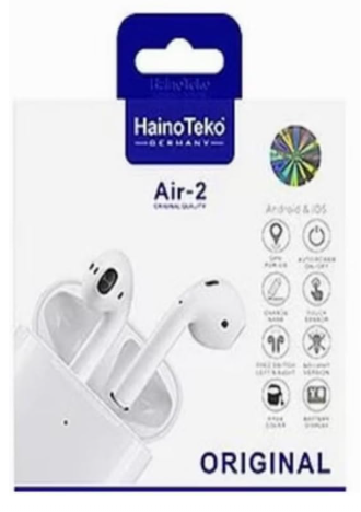 Hainno Teko Air-2 Original Bluetooth Earbuds Compatible With Android & iOS With Free Silicon Cover