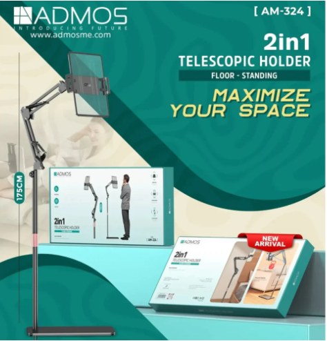 ADMOS 2-in-1 Telescopic Holder, Universal Mobile Phone, iPad, Tablet Stand