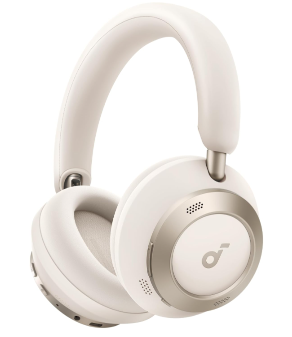 soundcore Space One Pro by Anker, Adaptive Active Noise Cancelling Headphones, Super Foldable Design, 60H Lossless Audio, Ultra-Fast Charging, Hi-Res Wireless Audio with LDAC, Comfortable Fit, White