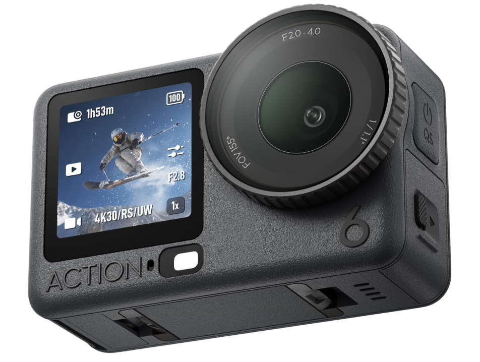 DJI Osmo Action 6 Essential Combo, Action Cam with 1/1.1 Inch Square Sensor, Variable Aperture of f/2.0-f/4.0, Cold-Resistant, 4 Hour Battery, Action Cam 4K - Ideal for Everyday Use