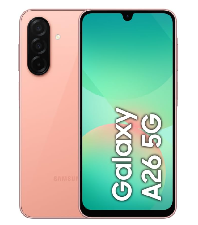 هاتف Samsung Galaxy A26 5G، هاتف ذكي يعمل بنظام Android، ذاكرة تخزين بسعة 256 جيجابايت، ذاكرة وصول عشوائي بسعة 8 جيجابايت، وردي خوخي، كاميرا بدقة 50 ميجابكسل، شاشة كبيرة، عمر بطارية طويل (إصدار الإمارات العربية المتحدة)