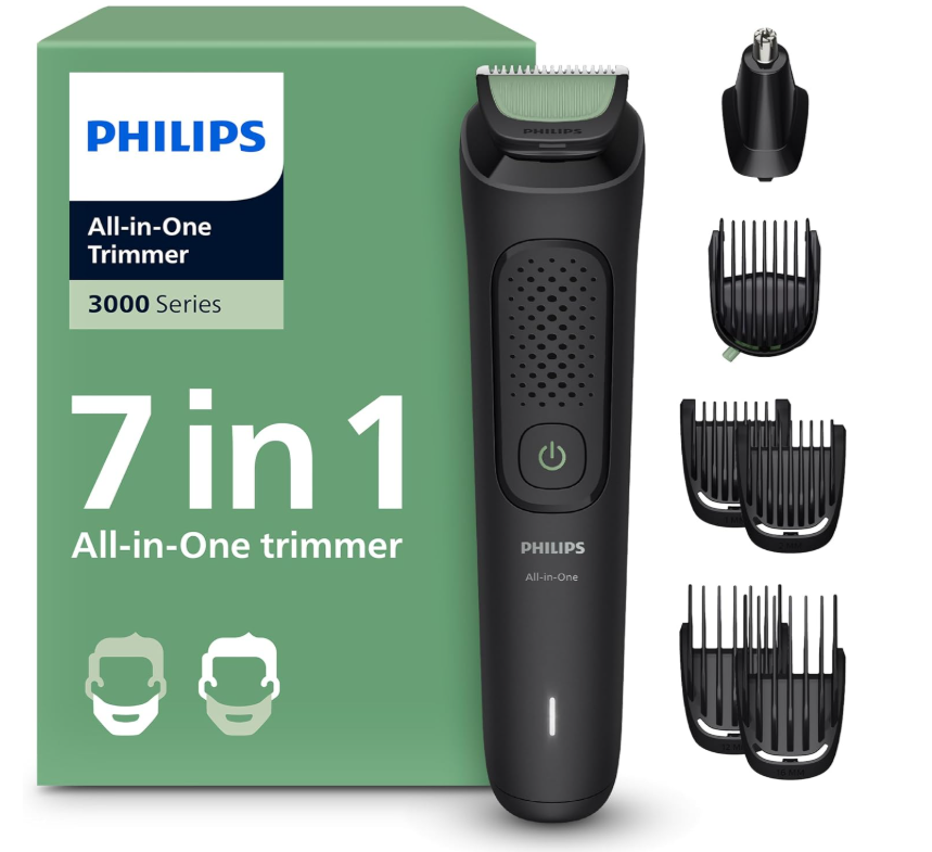 Philips 7-in-1 Multi Grooming Kit MG3930/15 | Beard, Hair & Nose Trimming | Self-Sharpening Blades | 60 min Cordless | USB-A Charging | Washable Parts | Pouch Included