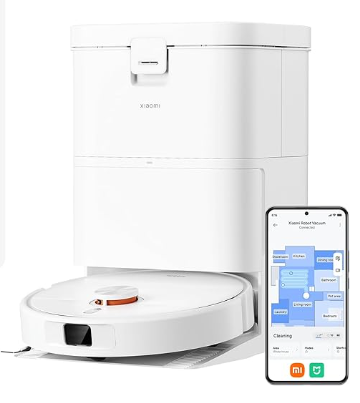 Xiaomi H50 Robot Vacuum with Mop Function and Lifting Mop, 10,000 Pa Suction Power, Dual Anti-Tangle System, Self-Cleaning Mop and Station, Automatic Emptying, LDS Navigation, App and Voice Control