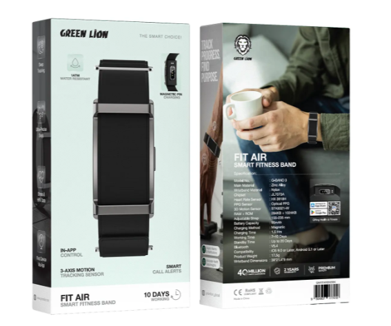 Green Lion Fit Air Smart Fitness Band - Black