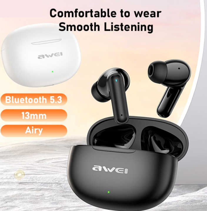 AWEI T71 Wireless Earbuds Bluetooth, Bluetooth Earbuds with Mic, Bluetooth Headphones IPX6 Waterproof, 35Hrs Playtime with Charging Case, Clear Calls Earphones for TV Smart Phone Laptop Sports