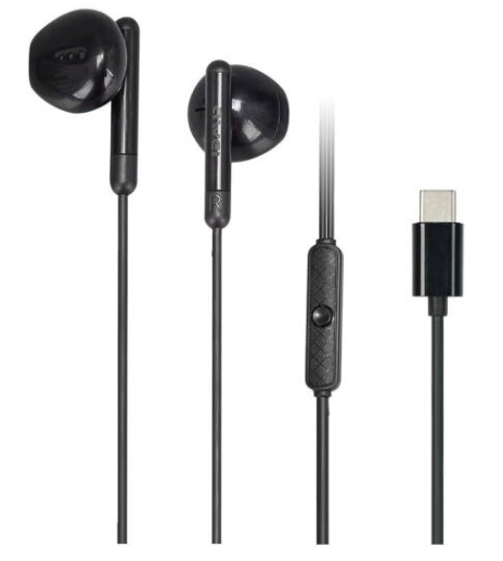 AWEI PC- 6T Wired Stereo Earphones, 14mm Drivers, 105dB Sensitivity, 16 Impedance, 20-2000Hz Frequency, 1.2m Cord, In-Ear, Type-C Interface, Mic, Black | PC- 6T