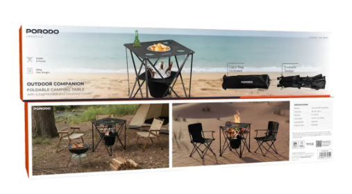 Borrodo Lifestyle Outdoor Companion Folding Camping Table - Black