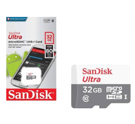 بطاقة ذاكرة microSD Ultra من سانديسك بسعة 32 جيجابايت UHS‑I Class 10 بسرعة 100 ميجابايت/ثانية للهواتف الذكية والأجهزة اللوحية والكاميرا