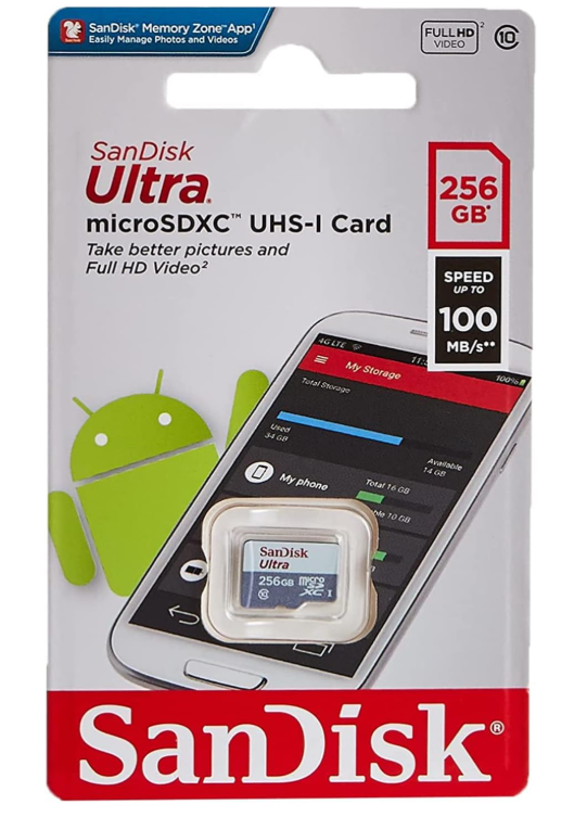 سانديسك 256 جيجابايت Ultra Microsdxc بطاقة واحدة 100 ميجابايت/ثانية رمادي - SDsqunr -256G - Gn3Mn - رمادي