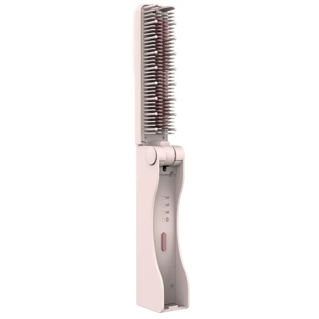 Porodo Foldable Mini Straightener Brush - Pink