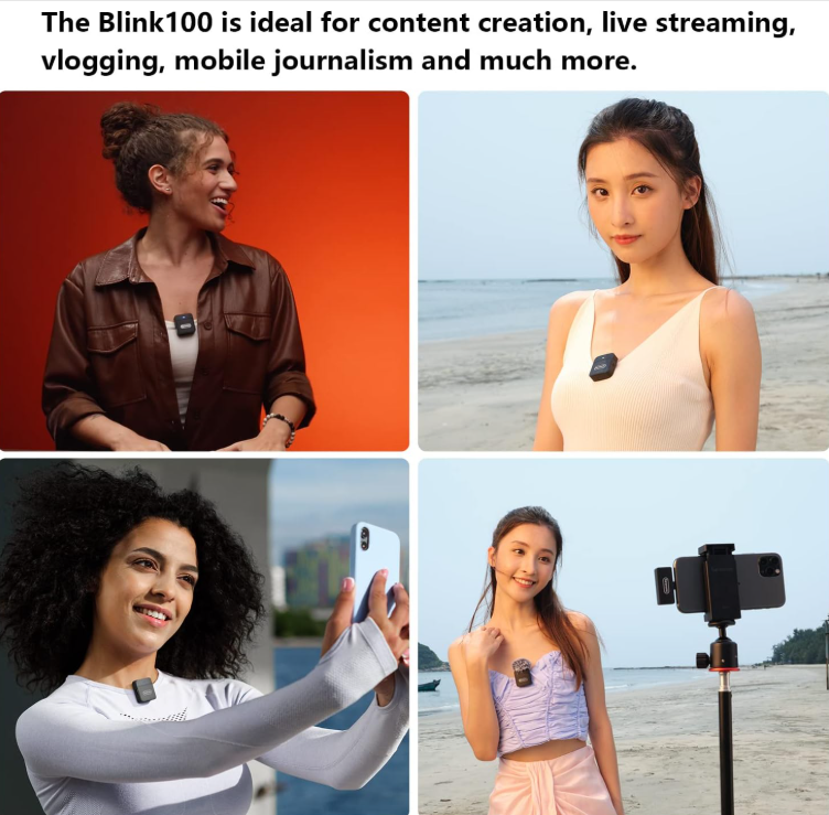 Saramonic Blink100 B3 Wireless Lavalier Microphones for iPhone iPad 2.4GHz Plug & Play Lapel Clip-on Mic With Noise Reduction for Video Recording Live Streaming Vlog YouTube, Bluetooth, USB
