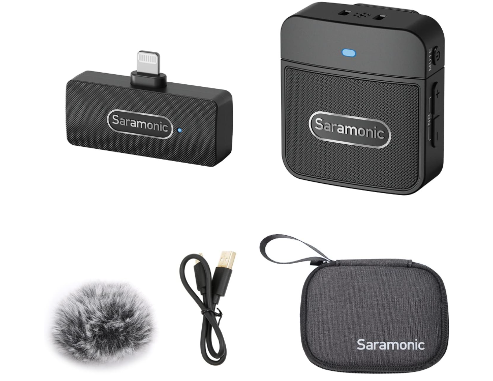 Saramonic Blink100 B3 Wireless Lavalier Microphones for iPhone iPad 2.4GHz Plug & Play Lapel Clip-on Mic With Noise Reduction for Video Recording Live Streaming Vlog YouTube, Bluetooth, USB