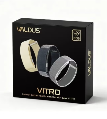VALDUS New Vitro Smart Bracelet ECG Health Tracker Sports Fitness Heart Rate Blood Pressure Men Women Wristband for iOS Android - silver