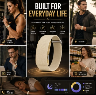 VALDUS New Vitro Smart Bracelet ECG Health Tracker Heart Rate Monitor Blood Pressure Men and Women Wristband for iOS Android - Golden