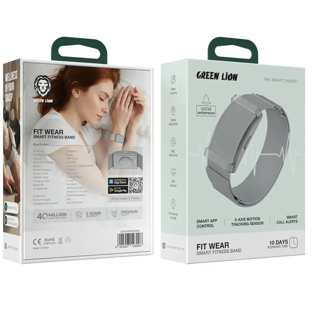 Green Lion Fit Wear Smart Fitness Band White
