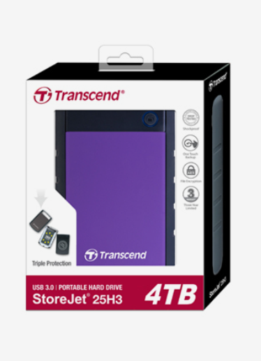 Transcend StoreJet 25H3 4TB USB 3.1 Gen 1 Portable Hard Drive Purple
