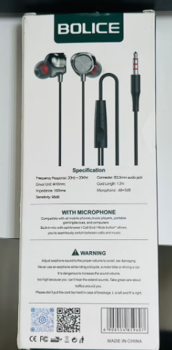 BOLICE BO-65 Stereo Wired Headset 3.5mm Audio Jack with Clear Sound & Comfortable Design for Mobile Phones and Computers