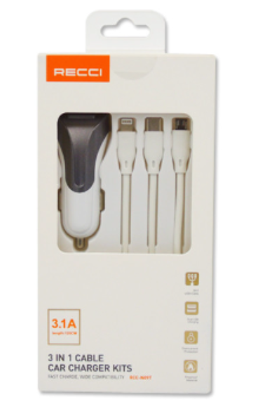 Recci RAPID 3 IN 1 Car Charger RCC