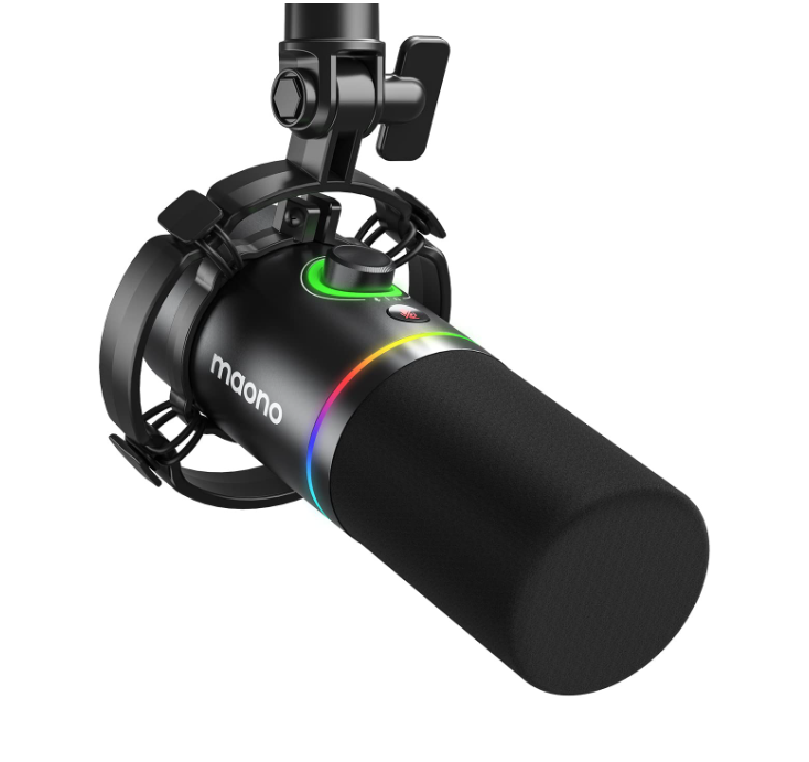 MAONO PD200X USB/XLR Dynamic Mic for Singing, PC, YouTube Recording. Professional Microphone with Programmable Software and 0-Latency Monitoring, Volume Control, Tap-to-Mute and Shock Mount, Black