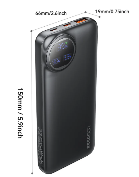 Essager Power Bank 30000mAh 22.5W PD Fast Charging Powerbank Portable Battery Charger
