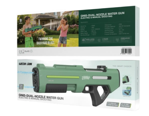 Green Lion GN65-Dual Electric and Manual Water Gun Green