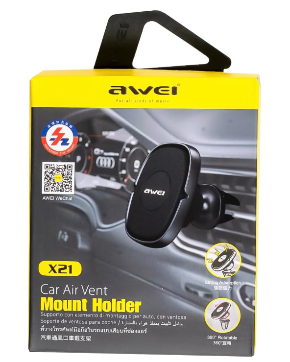 Awei x21 magnetic car phone holder, mini mount smart phone stand holder for for all magnet phone and other cell mobile phone holder stand excellent quality material -black