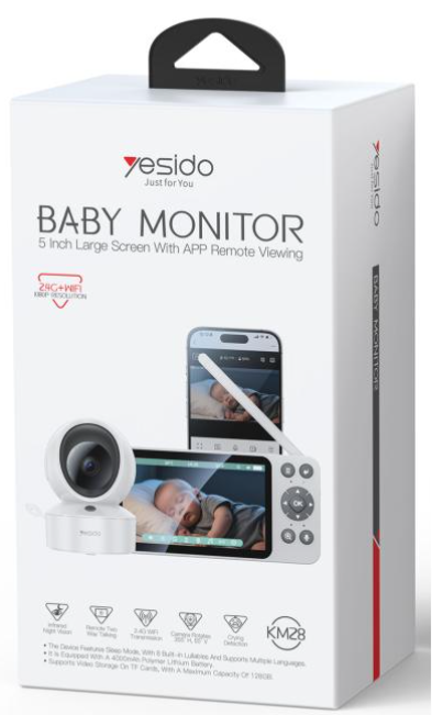 YESIDO KM28 5 Inch LCD Screen 2.4G WiFi Baby Monitor Care Camera Two-way Audio Call Wifi Wireless Cameras