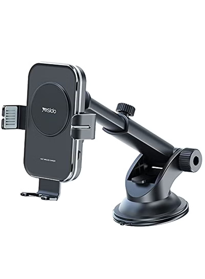 Yesido Wtech C 118 Wireless Car Cup Holder Type-C Touch Sensitive 15W Fast Charging Car Universal Mobile Holder+ Air Vent Mount Holder