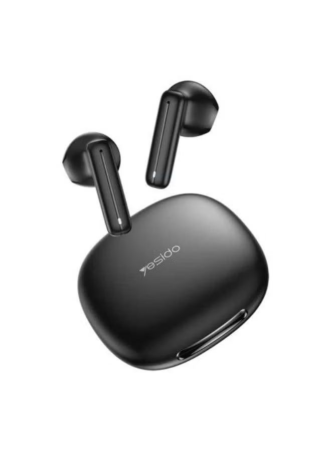 Yesido TWS25 TWS Earphone, 13mm Diameter Speaker, Bluetooth 5.3 Technology, HD Microphone, Type-C Charging Port, Touch Control, Low Latency, Up to 16 Hours Battery Life, Black