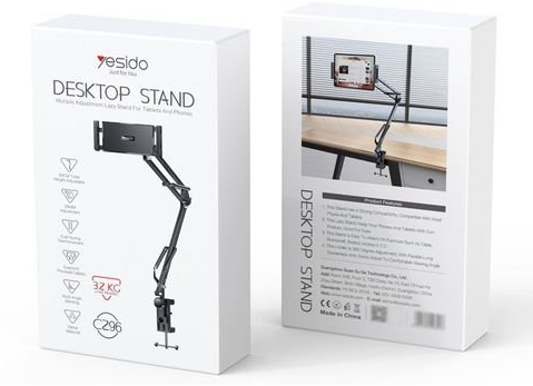 Yesido C296 360°Free Adjustment Multi-Directional Folding Shaft Phone Holder | Desktop Lazy Man Stand