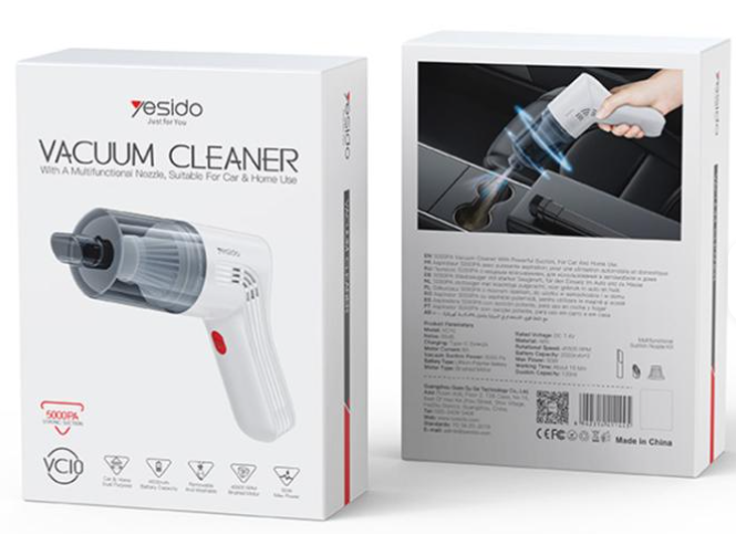 Yesido VC10 Car Portable Handheld 5000PA Vacuum Cleaner with 4000mAh Battery(White)