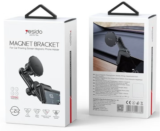 C212 Magnetic Phone Holder with Locking Knob & Floating Screen for Car
