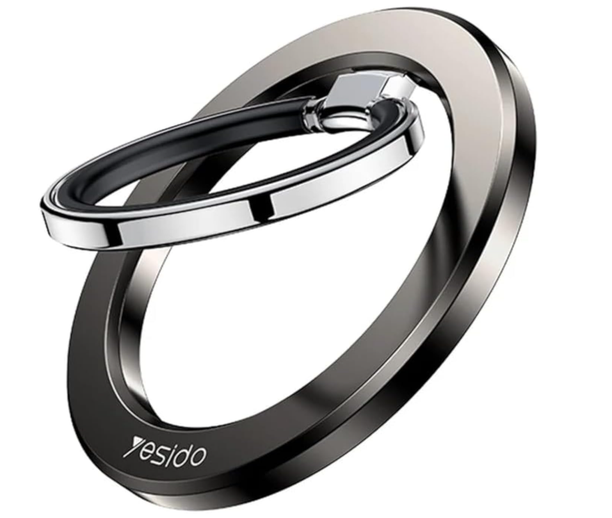 Yesido MagSafe Ring Holder, Magnetic Phone Grip, 360° Rotation, Strong Magnet with Adjustable Kickstand, Compatible for iPhone 16/15/14/13/12 Series, Black