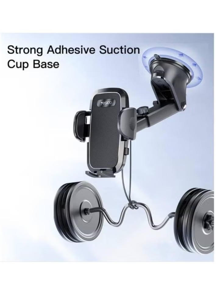 C139 Cell Phone Automobile Cradles Adjustable Car Cell Phone Mount Base Broadcasting Phone Stand, Automatic Clip Suction Cup Car Holder.