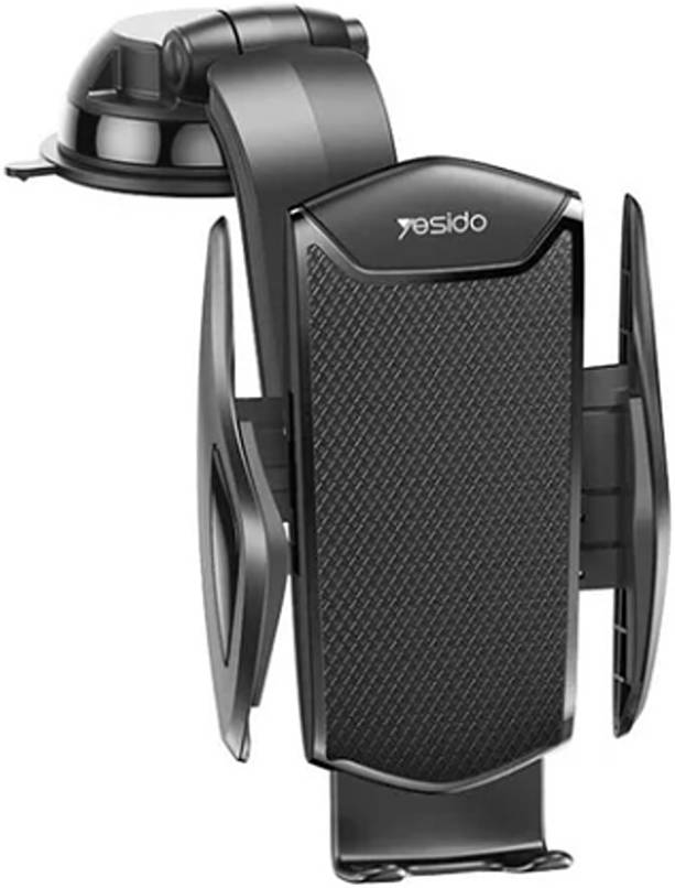 Yesido Adjustable Suction Cup Car Phone Holder, One Touch Mechanism, Swivel Ball 360° for Optimal Viewing, High Stick Strength, Separate Dashboard Pad, Black | YesidoC99