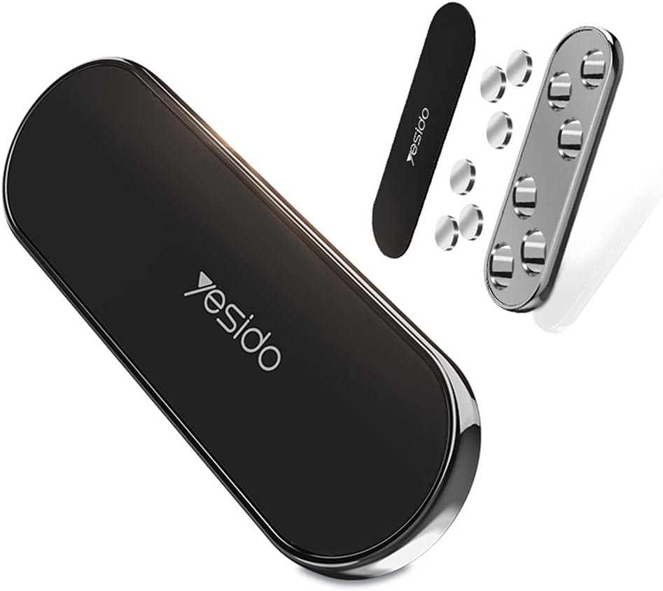 YESIDO C83 Mobile Phone Magnetic Car Holder With Two (2) Units Metal Sheets Compatible with iPhone 12 mini/12/12 pro, Samsung Galaxy S21/20 or Note Ultra, Huawei and more