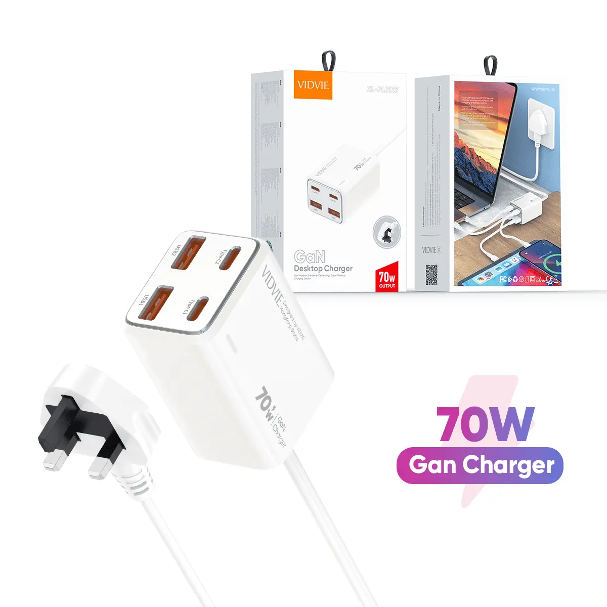 Wall Charger  XL-PLB123  GaN 70W Desktop Charger