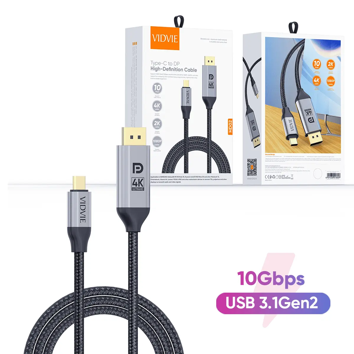 HD02  Type-C to DP high-definition Cable