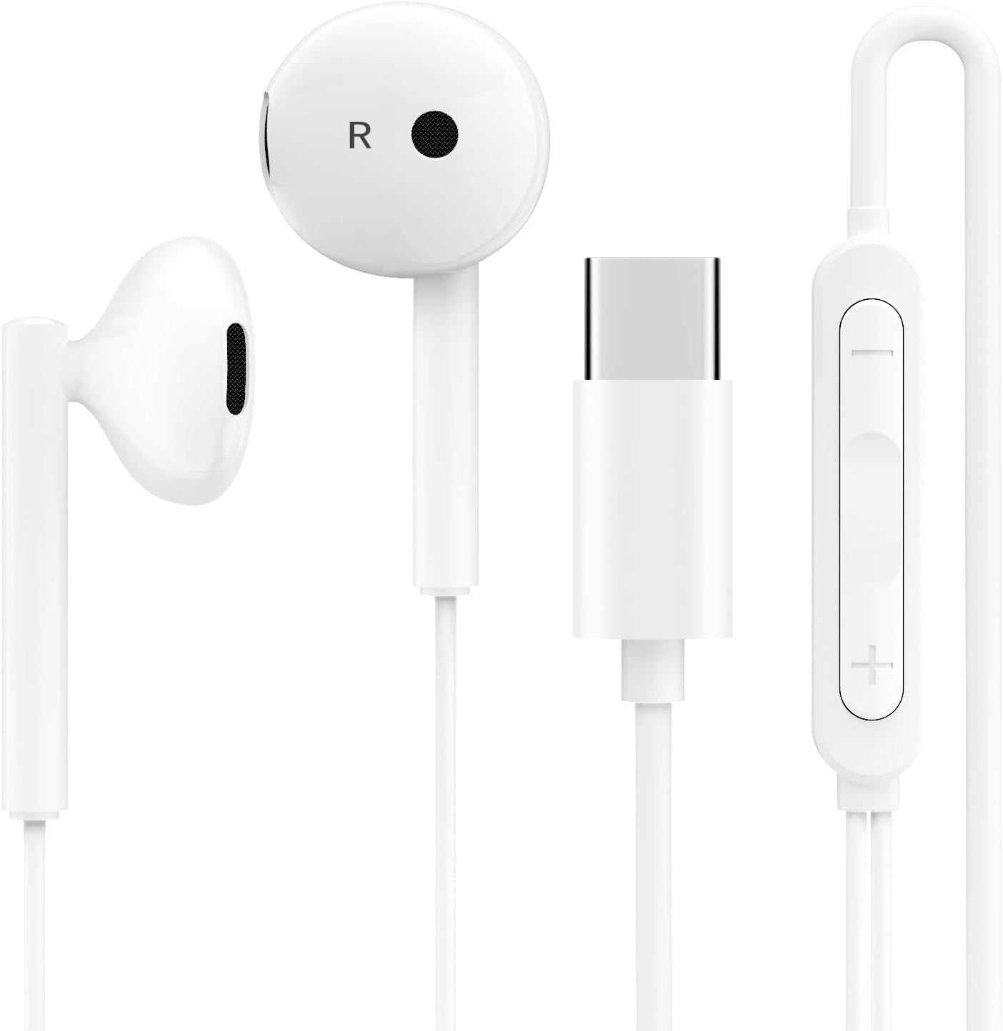 High-quality ADMOS wired USB-C earphones with a microphone and volume control, in-ear headphones for iPhone 15 1617, iPad Pro/Air, and Samsung