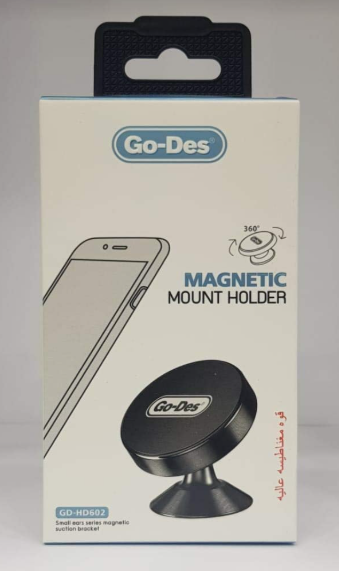 Go-Des GD-HD602 Magnetic Car Mount Holder – 360° Rotation, 4 Strong Magnets & 3M Adhesive Dashboard Phone Stand (Black)