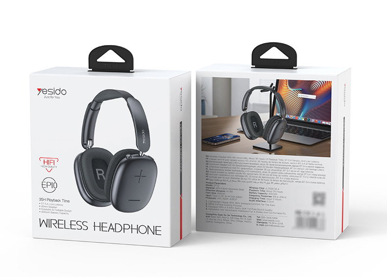 Yesido Ep10 Bt5.4 Free Tekescopic Adjustment 400Mah Wired&Wireless Headset Head Mounted Bt Earphone