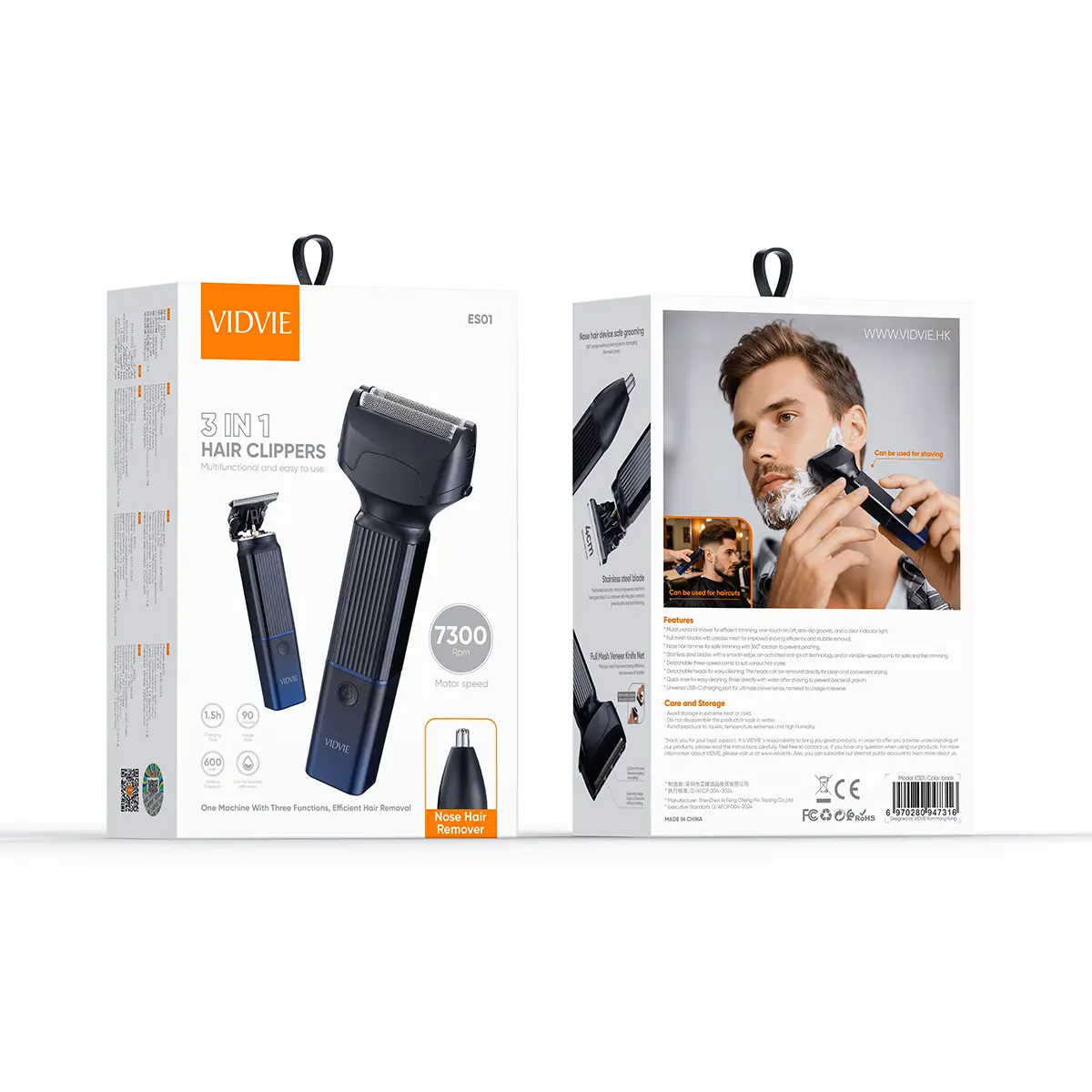 3 in 1 Hair Clippers [Type C] [Black] - Vidvie