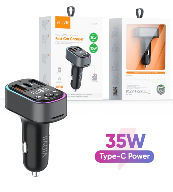 FM05 Wireless FM Transmitter & Fast Car Charger