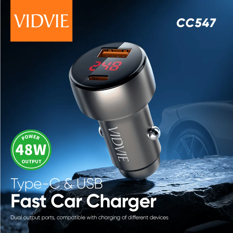 Vidvie  CC547 Type-C & USB Fast Car Charger