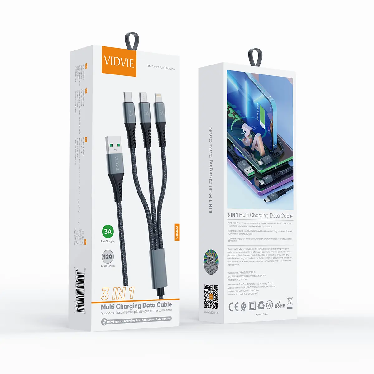 CB4022  3 in 1 Multi Charging Data Cable