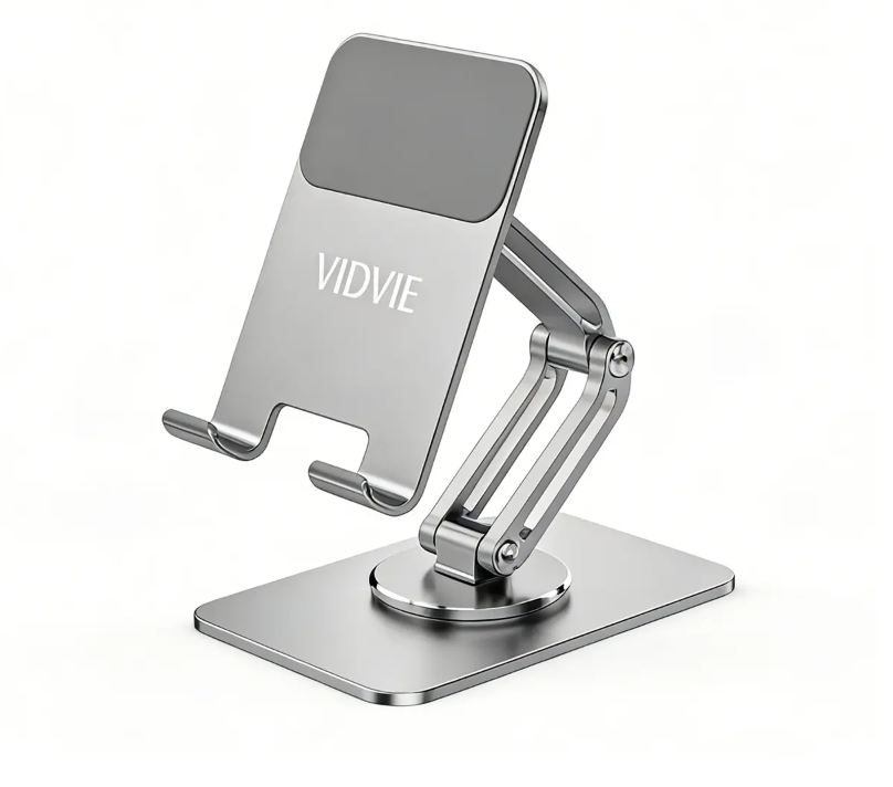 HC1576 Metal Foldable/Rotating Phone & Tablet Holder With Built-in Silicone Anti-Slip Base